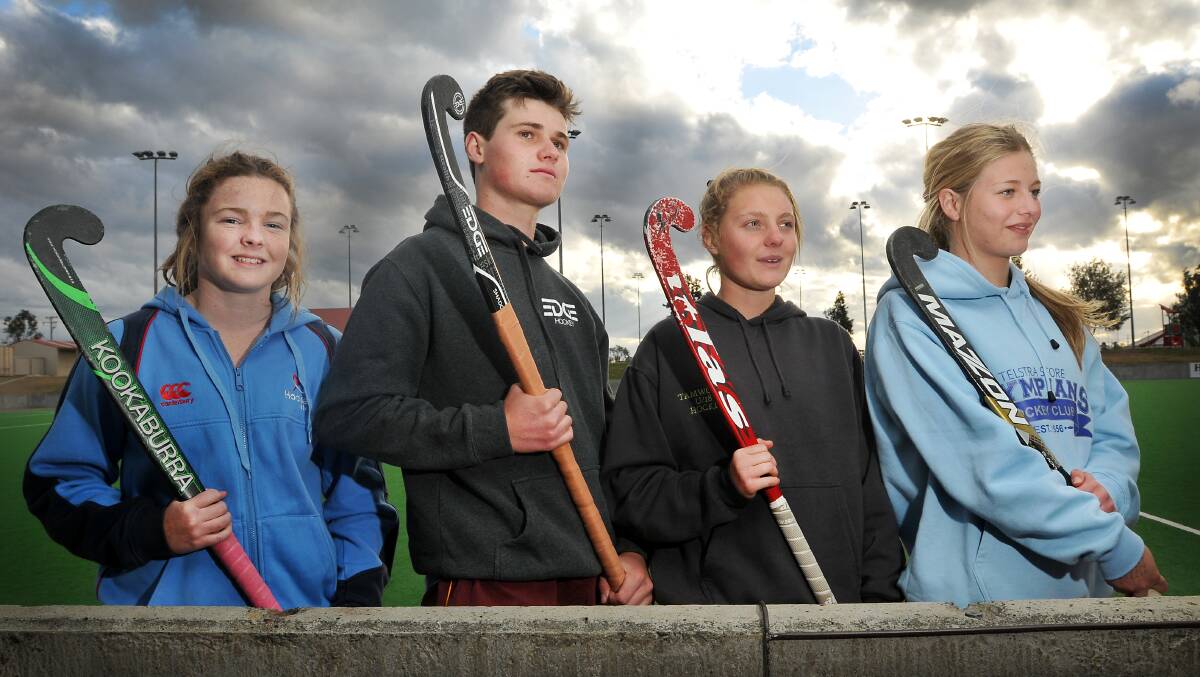 Tamworth's (L-R) Em Chaffey, Jack Cruickshank, Abigail Doolan and Alice Arnott are off to Adelaide to play for NSW in the All Schools Nationals. Photo: Gareth Gardner 010814GGE01