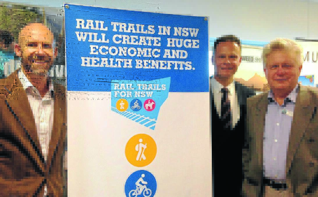 FULL STEAM AHEAD: Rail trail proponents David Mills, Mercurius Goldstein and Peter Teschner at a special workshop in Sydney last week.