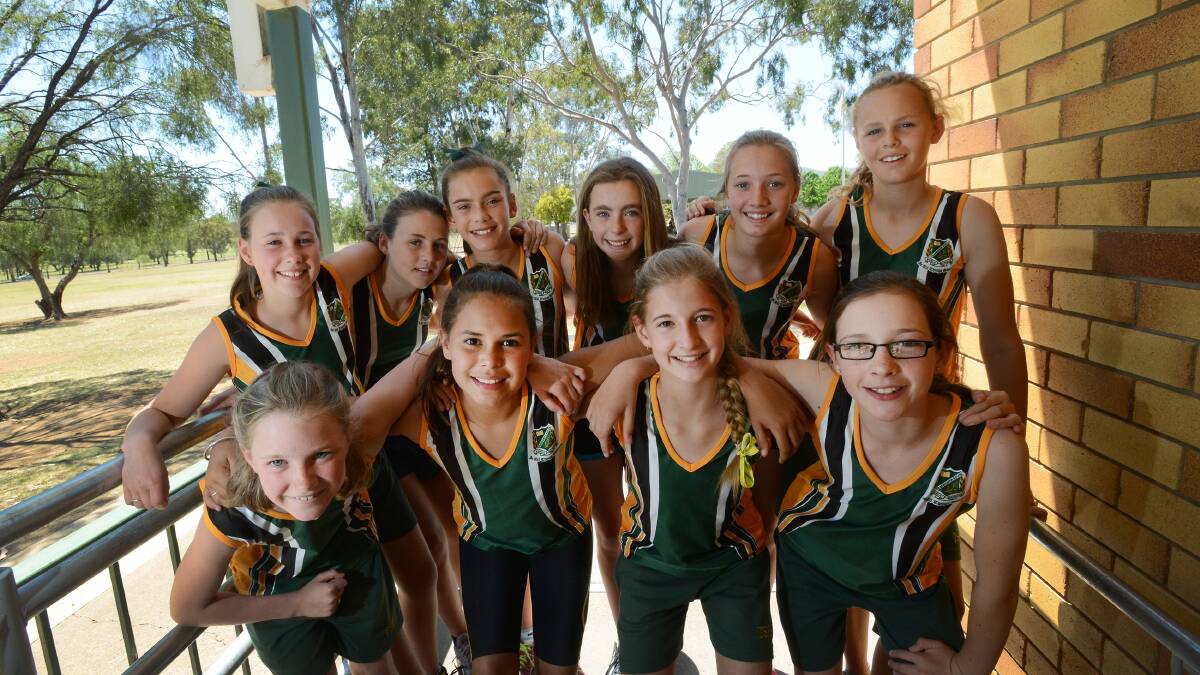 The Tamworth South touch  side through to the top eight in the state. (Back from left)  Lucy Hofman, Talor Cronin, Dakotah Barnett-Suey, Elizabeth Woods, Katei Coutman and Kayla Muscat. (Front from left)  Sarah Hofman, Shanti Kennedy, Indy Hall and Abbigail Simon.  Photo: Gareth Gardner 221014GGF02
