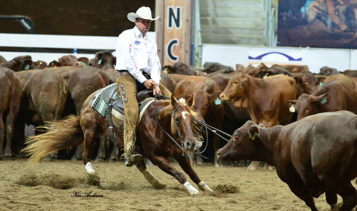 Hy On Turps and Jason Leitch winning the $75,000 Futurity at AELEC on Sunday. Photo:  Ken Anderson Photography