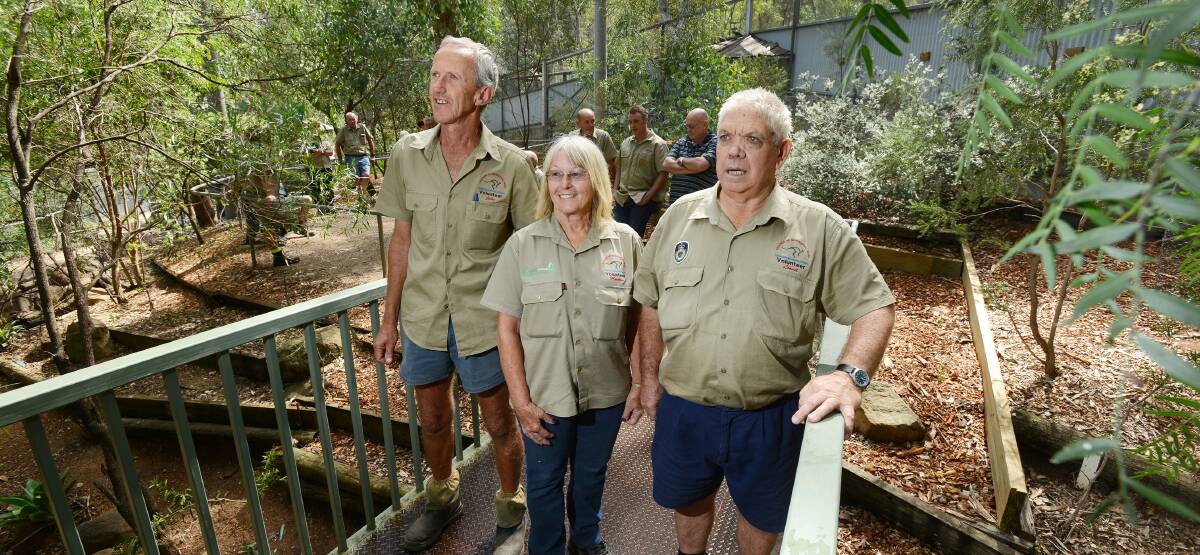 FAMILY-FRIENDLY: Friends of the Tamworth Marsupial Park members, from left, John McDarmont, Marilyn McGregor and Lionel Franklin in the main bird aviary. Photo: Barry Smith  050314BSC02