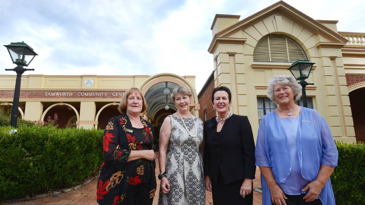 CELEBRATING WOMEN: Pictured before the Zonta dinner last night are, from left, Zonta Tamworth president Vicki Lane, Tamworth regional councillor Juanita Wilson, guest speaker Clover Moore and organiser Nicole McFarlane. Photo: Barry Smith 070314BSF02