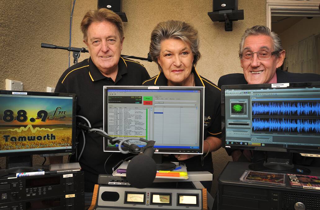 NEW APPROACH: 88.9FM operations manager George Frame, vice-president Trish Griffin and president John Brand are key drivers behind the community radio station’s relaunch on Monday. Photo: Geoff O’Neill 160514GOA01