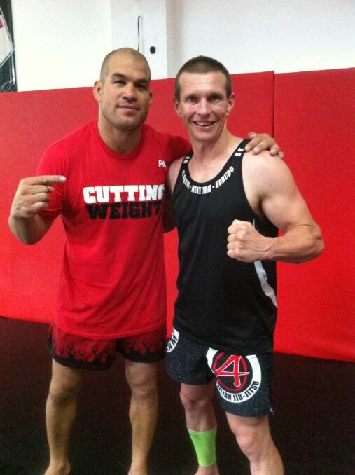 Former UFC Light Heavyweight Champion Tito Ortiz with Scott Chaffey at a training camp in Thailand last month.