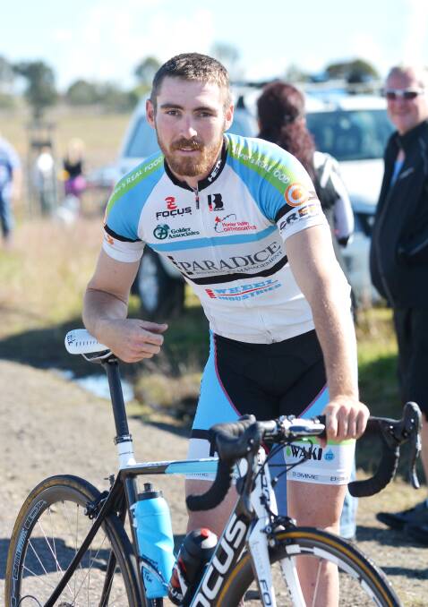Gunnedah to Tamworth race winner Mitch Carrington celebrated a home town win yesterday.  Photo: Barry Smith  220614BSC02