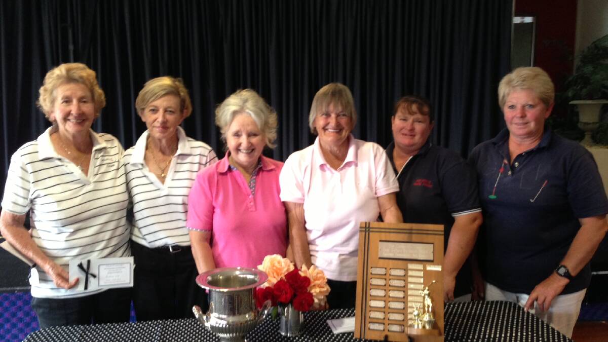 Tamworth Lady Golfers Foursomes Championship winners and placegetters (from left) Elaine Lye, Sue Nelson, Helen Foster, Ruth Osborne, Julie McGrath and Lesley Jeffriess.