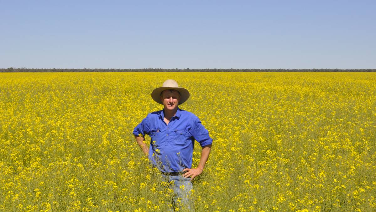 James Morris standing in the 2012 Canola cropp