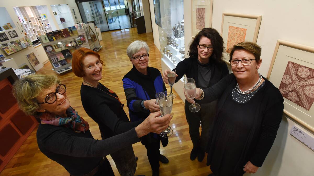 HERE’S CHEERS: ADFAS members Ruth Blakely, Bridget Guthrie, Meg Larkin, Miranda Heckenberg and Sandra McMahon ask you to join them on Friday to toast the launch of Tamworth region’s newest arts group. Photo: Gareth Gardner 020616GGD02