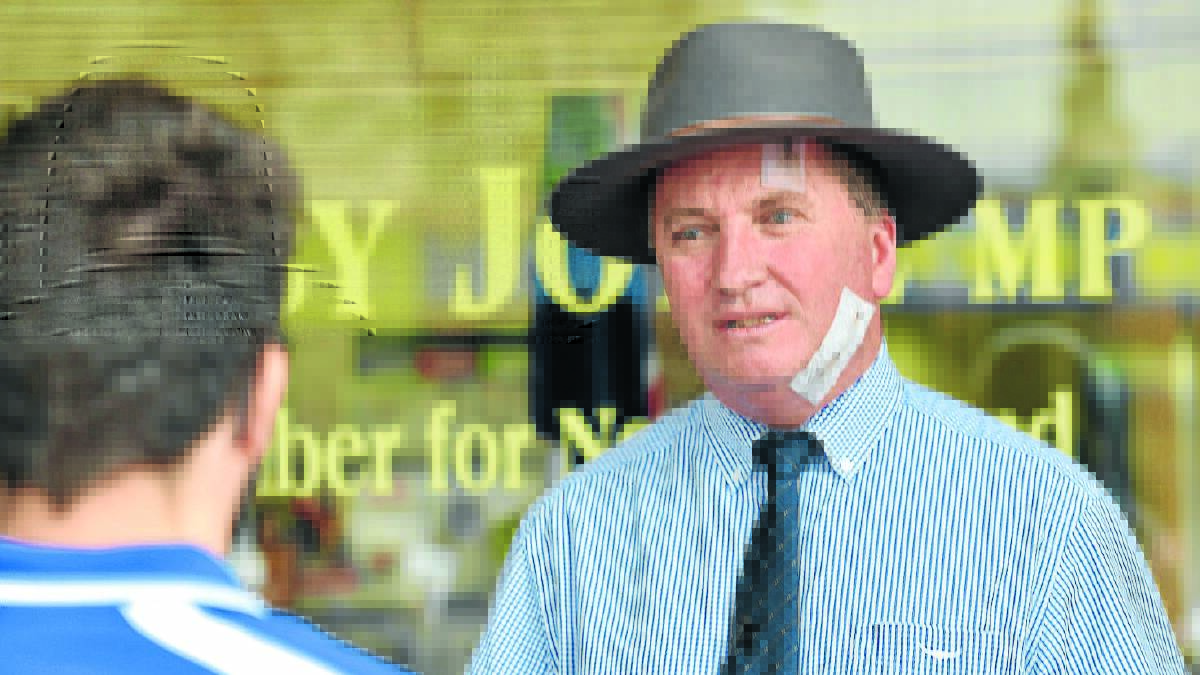 another round: Barnaby Joyce, who recently had skin cancers removed from his face, gives his first press conference of the year. Photo: Geoff O'Neill 250116GOD02