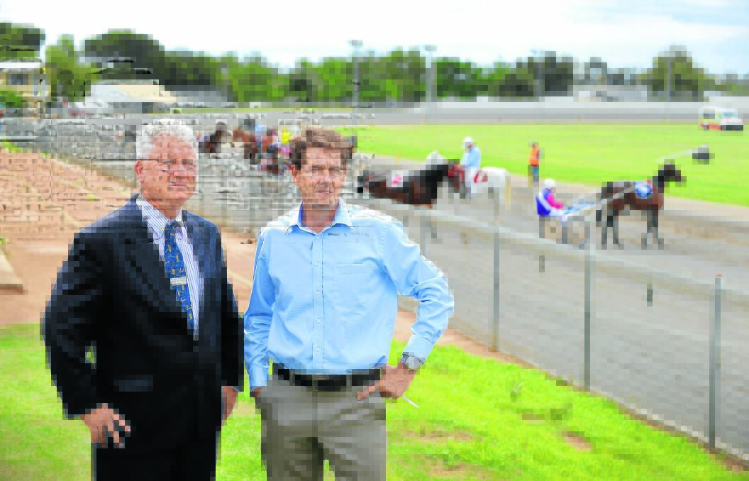 CRACKING THE WHIP: Terry Browne and Kevin Anderson want Harness Racing NSW to deliver on its promise to give Tamworth a new racing track. Photo: Barry Smith 121115BSB16