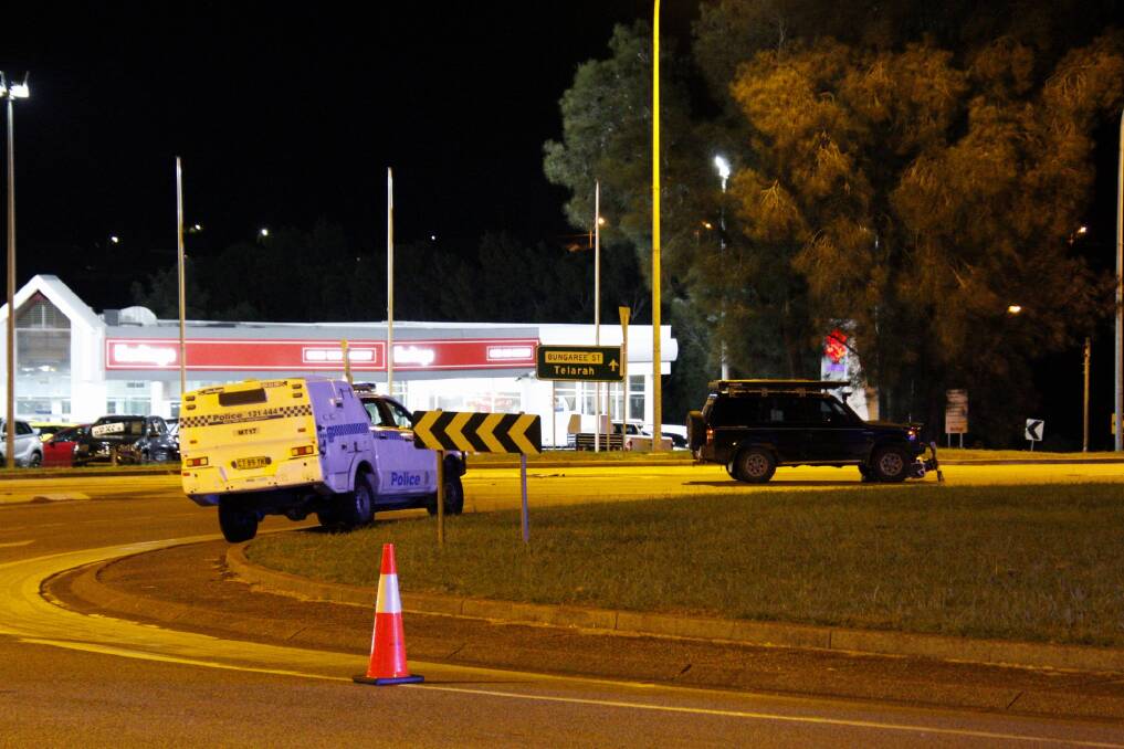 OFFICER HIT: The scene on Wednesday night. Picture: Michael John Fisher/Media Response Newcastle