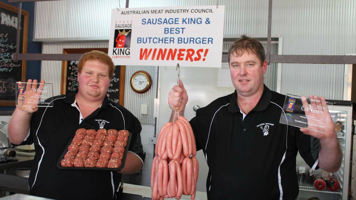 Sam Webb and Roy Roach from Gulgong Butchery back in August with their 2019 awards.