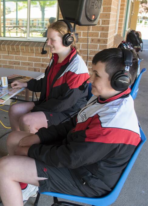 ON THE AIR: Isabella Bonnell and Austin Brock from Carinya on Tuesday. Photo: Peter Hardin 181016PHA026
