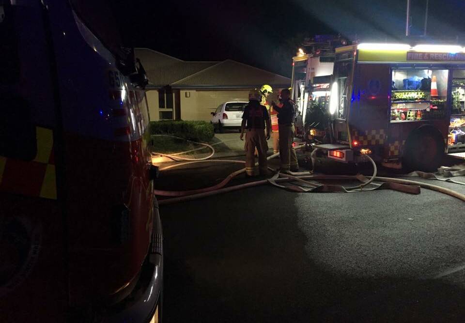 DAMAGED: Firefighters were on a training exercise on Tuesday night when they received the call to the blaze in Hibiscus Way, Calala. Photo: Fire and Rescue NSW