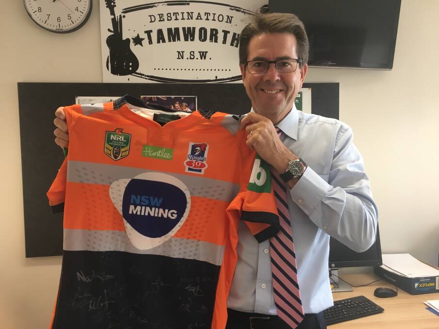 HIGH-VIS: Tamworth MP Kevin Anderson with one of the high visability uniforms to be worn on Saturday. Photo: Supplied 