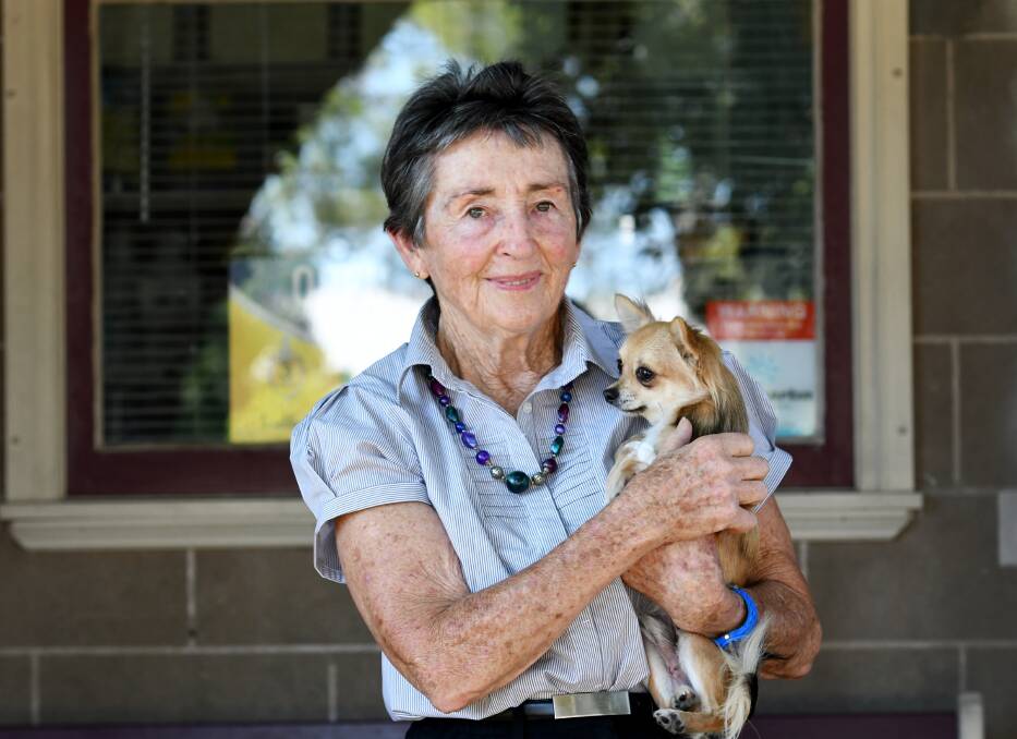 FUNDRAISER: Jean Medlock, pictured here with a dog up for adoption, invites you to the garage sale next month. Photo: Gareth Gardner 120317GGE002