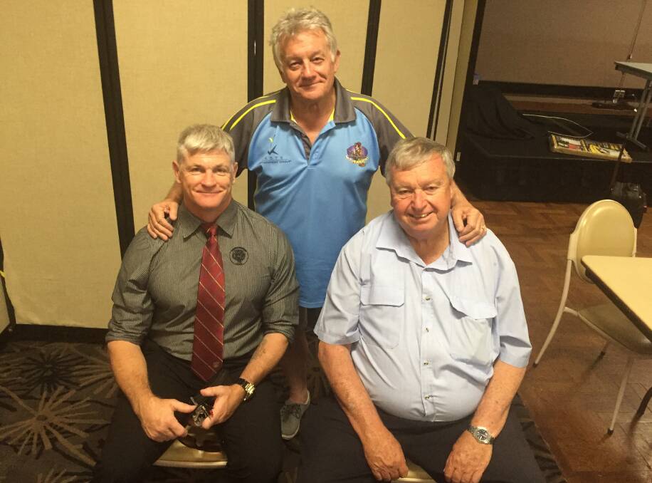 AT THE MEETING: Group 4 executive members Mick Schmiedel, Ray McCoy and Peter Blom at the Gunnedah Services and Bowling Club on Sunday morning.