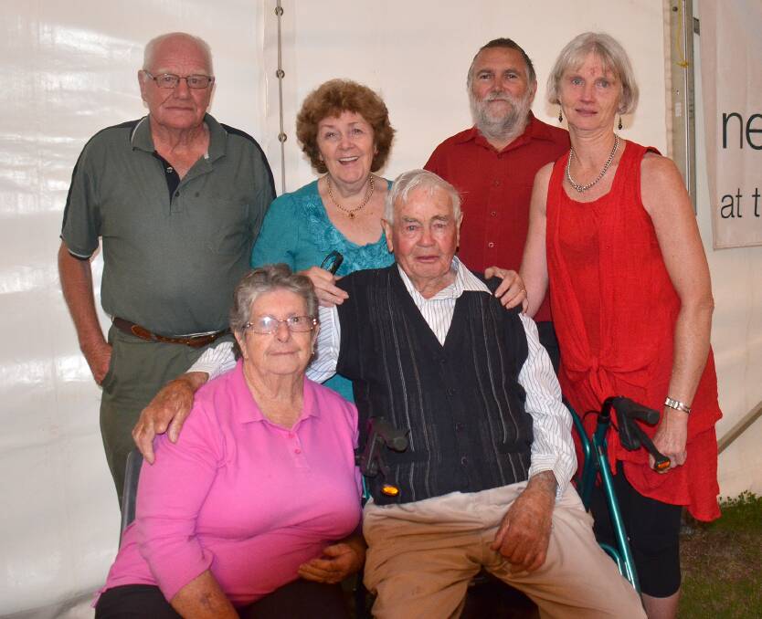 Geoff Reeves, Betty Sheelah, Steve Mepham and Julie Gittoes with Bertha Reeves and Frank Presnell in front. File photo: Guyra Argus 