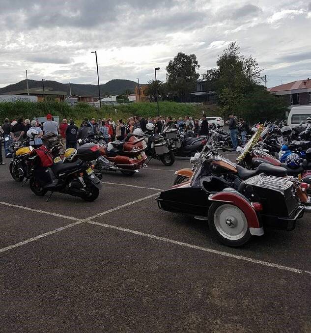 Bikes in the assembly area at last year's toy run.