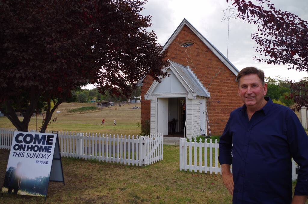 Punching above its weight: Lay pastor David Skewes outside Bendemeer Faith Community Church.