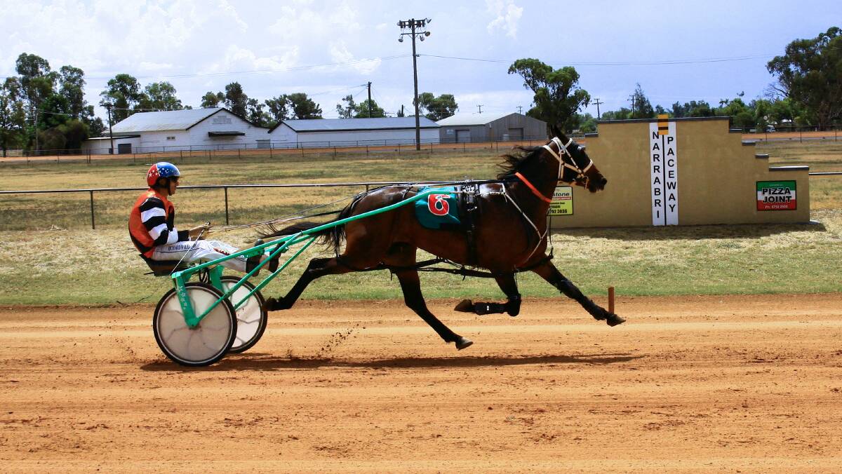 First win: Rubbers Dilemma winning at Narrabri last Sunday with Richard WIliams in the spider. The filly is trained by Tony Missen at Tamworth and was enjoying her first career win.