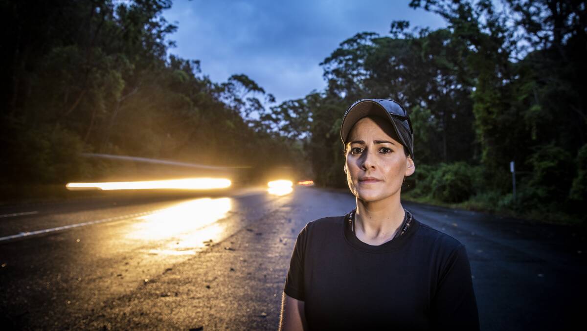 GHOST STORIES: Dee Why filmmaker Bianca Biasi on the stretch of road where the Kelly ghost is said to haunt. She believes Kelly may be linked to a real person. Picture: Dallas Kilponen