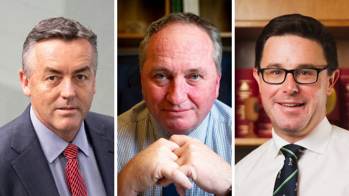 Darren Chester, Barnaby Joyce and David Littleproud contested the Nationals leadership on Monday. Pictures (L-R): Sitthixay Ditthavong, Elesa Kurtz, Dion Georgopoulos