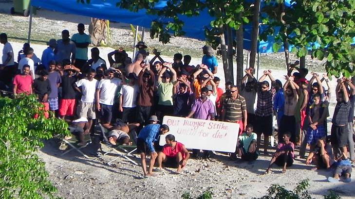 Hunger strikers on Nauru last week.