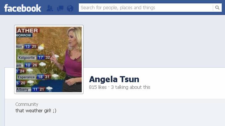 Angela Tsun is the most popular Perth TV personality on Facebook, with 815 likes