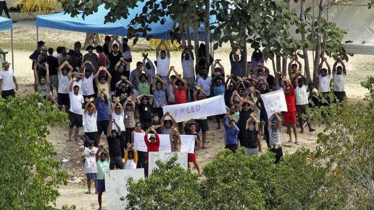 Asylum seekers protest over conditions at the Nauru processing centre.