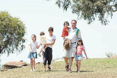 In the balance: Natalie and Barnaby Joyce and their daughters, Bridgette, Odette, Caroline and Julia. Photo: Peter Lorimer