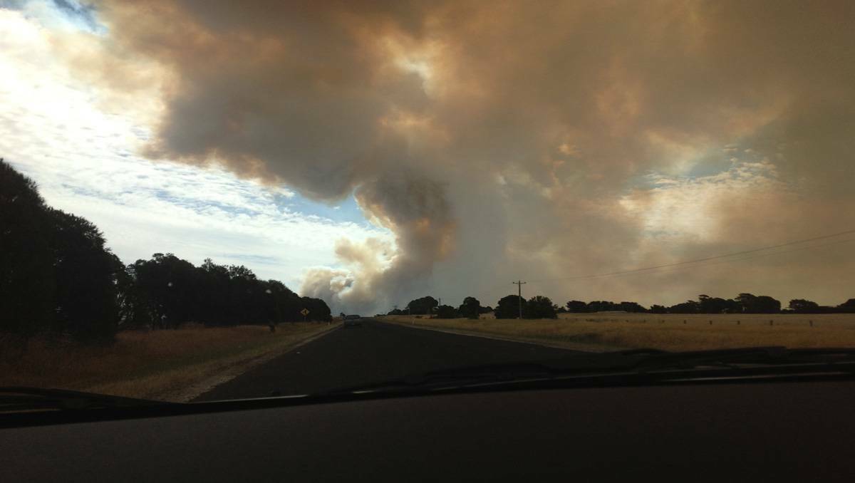 The fire at Chepstowe, outside Ballarat. Photo: Ballarat Courier.