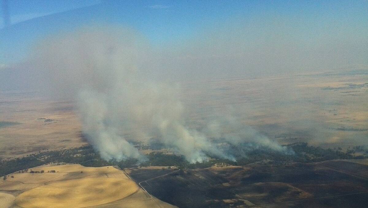 Aerial Shot of the Moonbria Fire near Deniliquin. Photo: NSW Rural Fire Service.