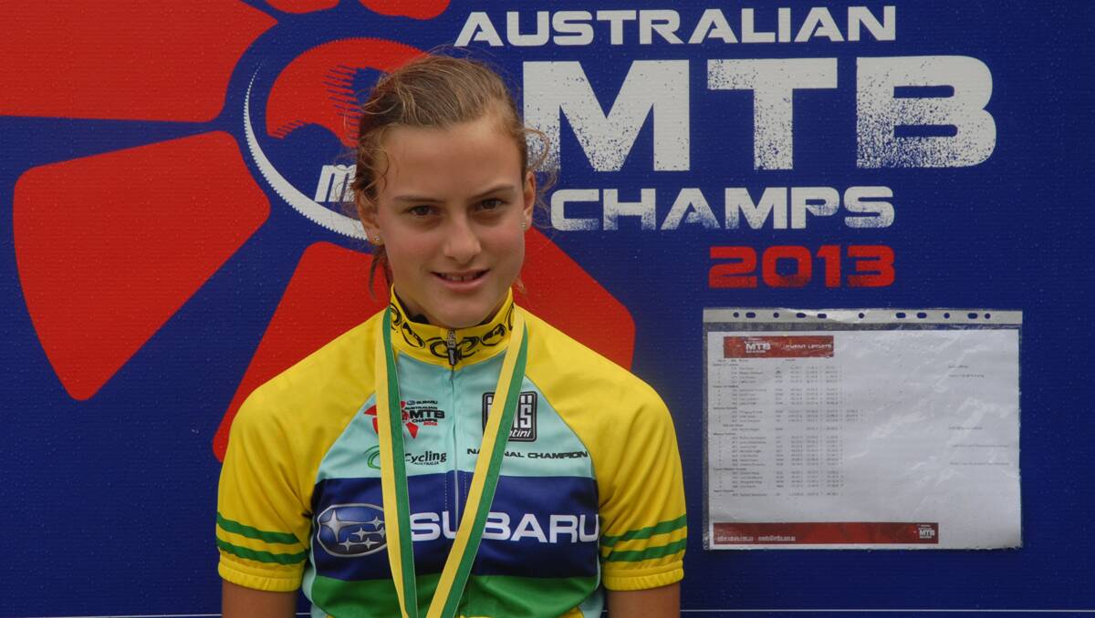 Katherine Hosking on the winner’s podium in Canberra on the weekend.