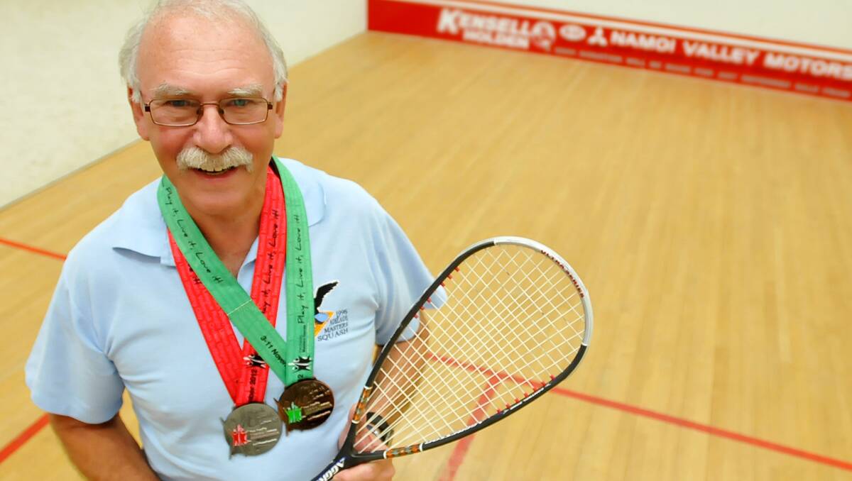 Trevor Stehr is making a comeback to tournament squash at age 70 .  Photo:  Grant Robertson 161112GRC01