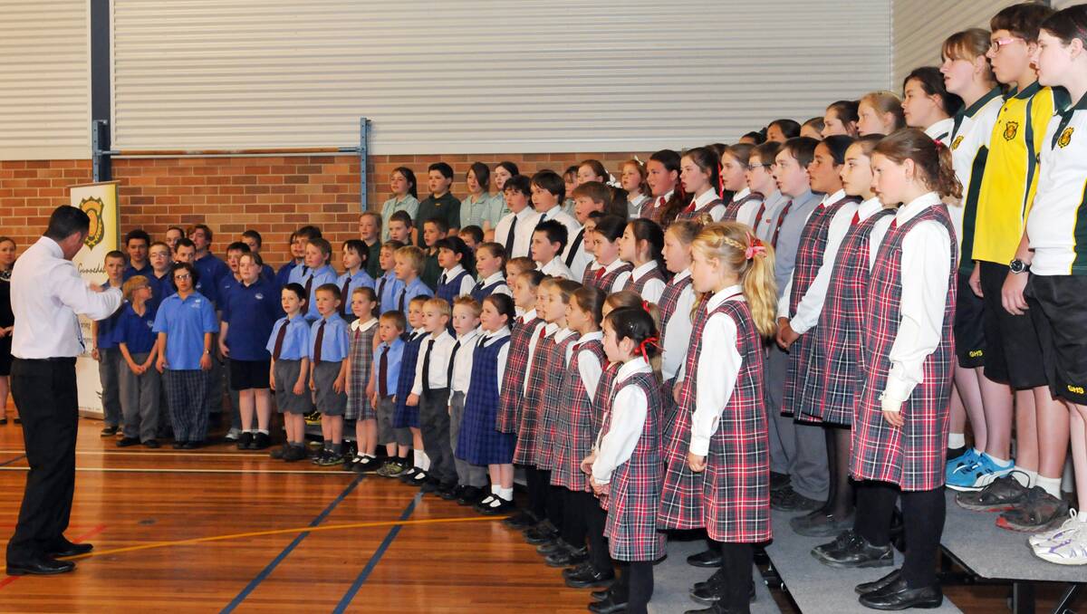 CELESTIAL SOUNDS: The combined schools choir. Photos: Geoff O’Neill 120913GOB19