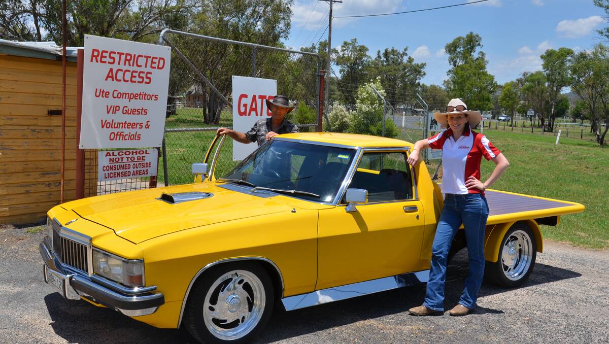 SACKED: Inverell Ute Muster event manager Abby Henley with Ross Cardello’s ute, at the muster. Photo: Patrick Fahy, The Inverell Times.