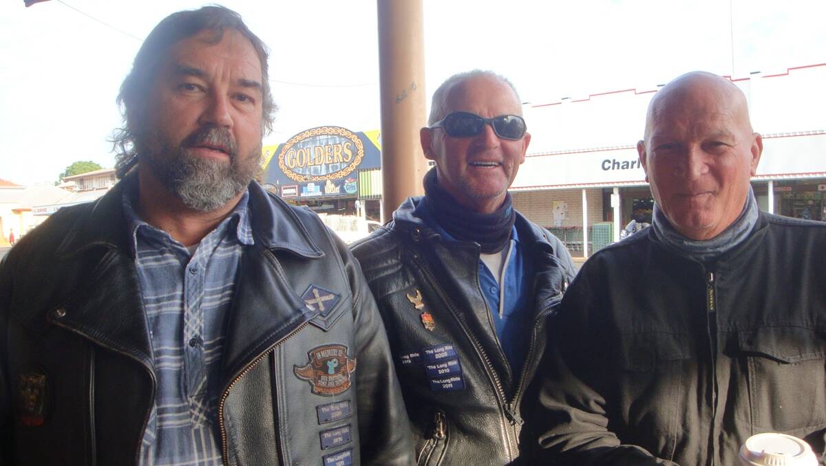 LONG RIDERS: From left, Michael Kimmorley, Trevor Tull and Ray Sommerville in St George.