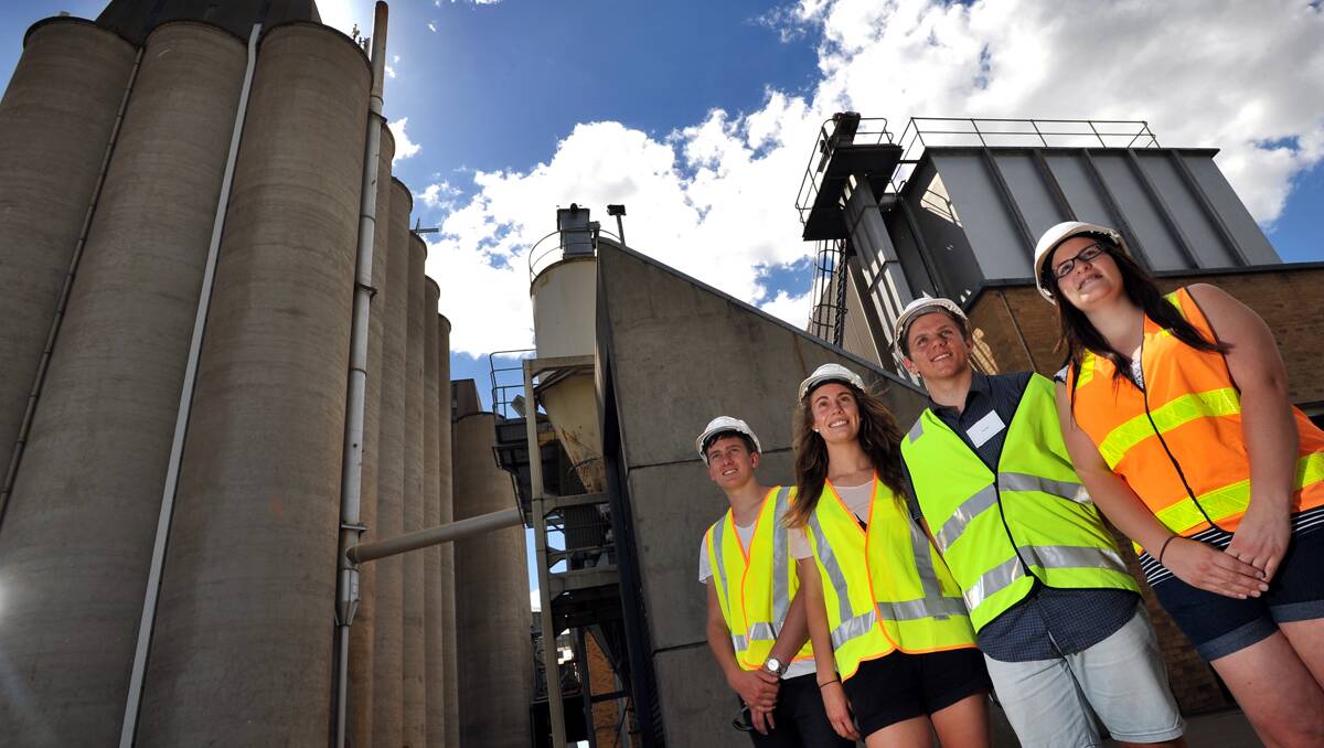 REGIONAL VISIT: PICSE students at Tamworth’s Vitera Malt factory, from left, Will Howard from Sydney, Fiona Brunckhorst from Armidale, Troy Rees from Inverell and Hannah Kermode from Walcha. Photo: Barry Smith 121212BSH02