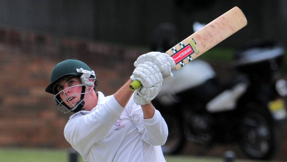 James Psarakis, pictured here playing for South Tamworth against Bective last month,  belted a brilliant century off just 62 balls in yesterday’s Bradman Cup win over Southern at  Bomaderry Sport Complex. Photo: Barry Smith 151212BSE16