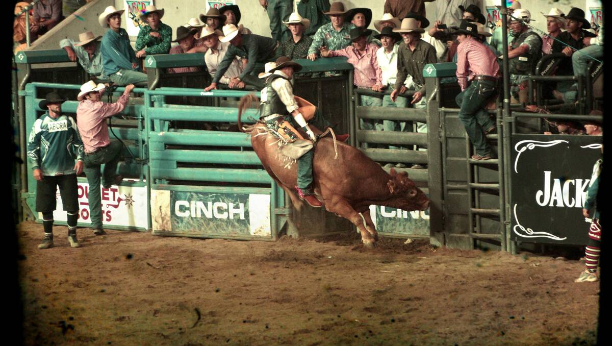 Another great shot from Jamee Ovington of Gunnedah of a bucking bull during the ABCRA rodeo at AELEC.