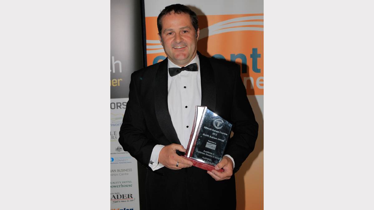 ATAC's Shaun O'Sullivan accepts the award for Excellence in Employment, Education and Training at the Quality Business Awards held at TRECC on Friday night. Photo: Robert Chappel