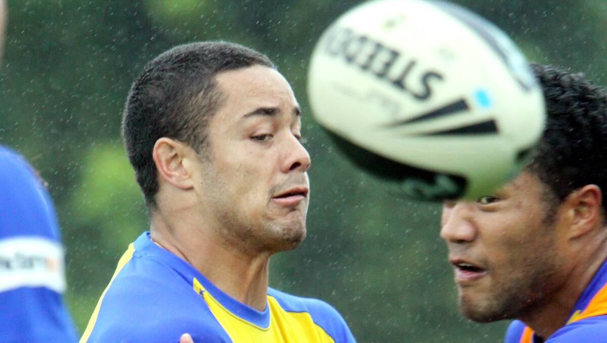 Parramatta star Jarryd Hayne trains in Armidale last February. He and his teammates arrive Tuesday although a number of the coaching  staff are  coming early for next Monday’s Walcha Cup Prelude race meeting.