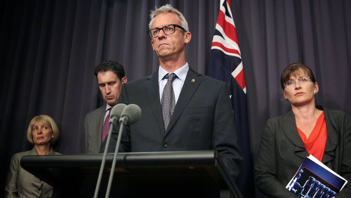 David Gallop, CEO of Football Federation Australia, during a joint press conference on organised crime and drugs in sport, at Parliament House in Canberra this week. Photo: Fairfax