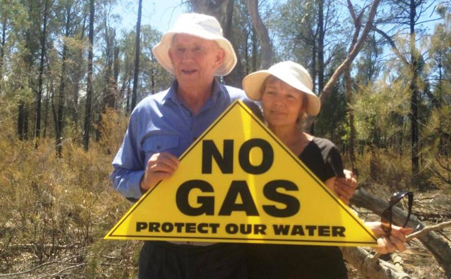 LOCAL PROTEST: Stuart Murray and Maria Rickert at the protest site yesterday.