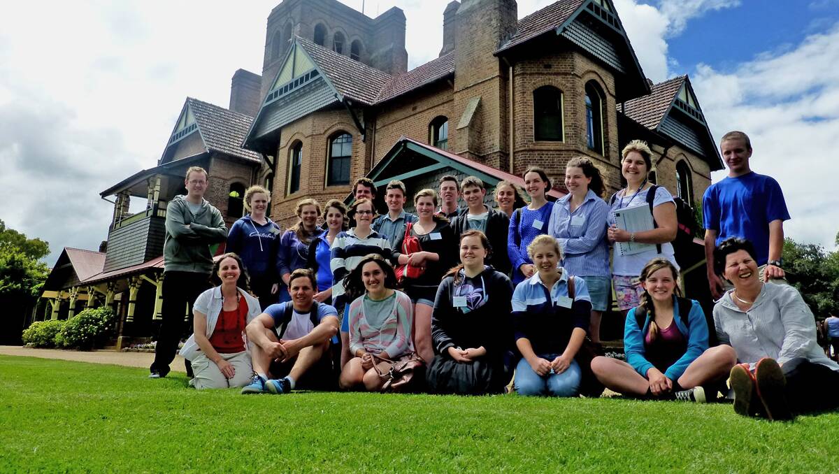 IT’S A SCIENCE THING: The group of 16 students who completed the UNE PICSE Industry Placement Scholarship, on the lawn outside Booloominbah at the University of New England – where the students returned recently.  PICSE science education officer Susanna Greig is front right.