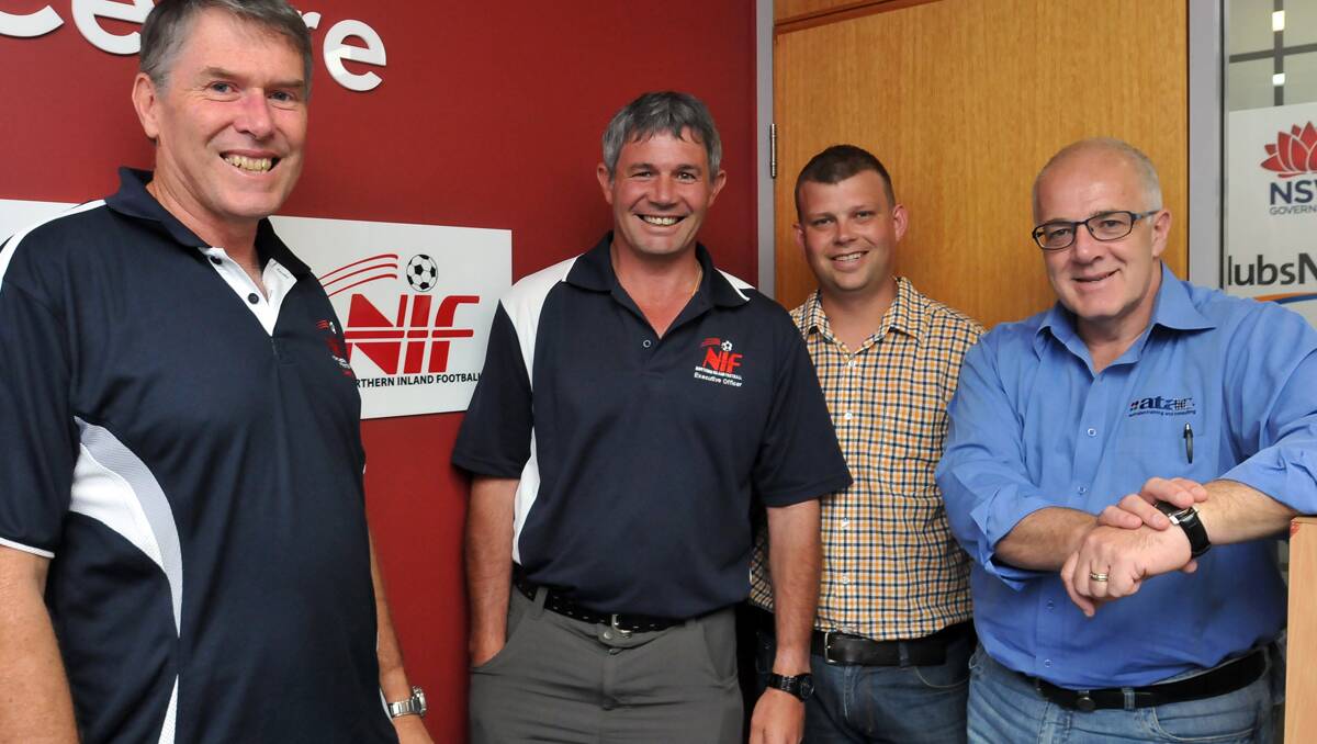 The executive of Northern Inland Football (from left) Stephen Griffiths, Dino Perizzolo, Adam Watson and Tim Coates. 211212GOA01