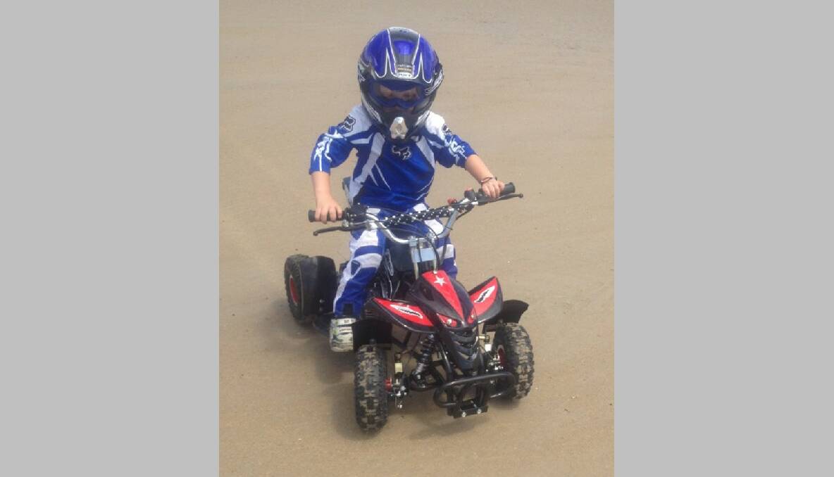 My grandson Jonty trying out his new ATV. Photo: Darryl Dick/The Advocate