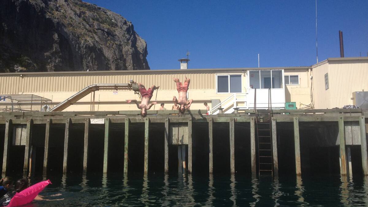 "Cooling off....dock jumping Stanley. Cody Guest and Kahlan Williams, Smithton" Photo: Kara Guest/The Advocate