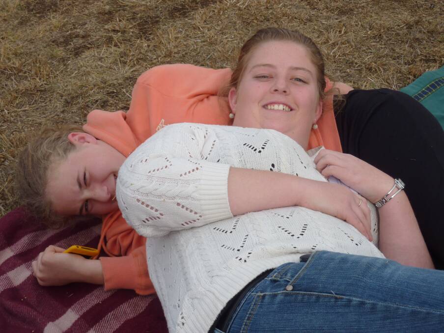 LAIDBACK: Georgia Manvell of Tamworth made a great pillow for her friend, Erica Hoy of Walcha. 